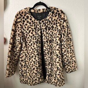 Love tree vintage leopard print cheetah print faux fur coat